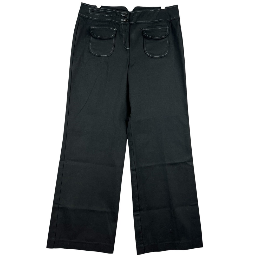 New Directions Women's Stretch Black Pants Size 14 Wide Leg Mid Rise NWOT